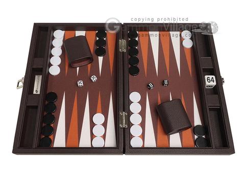 Black Board Scarlet Red and Patriot Blue Points 16-inch Premium Backgammon Set Silverman /& Co Medium Size