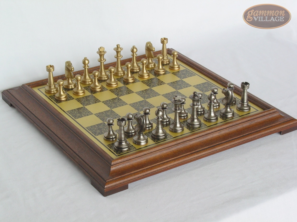 Professional Brass Tournament Chessmen with Italian Brass Chess Board ...