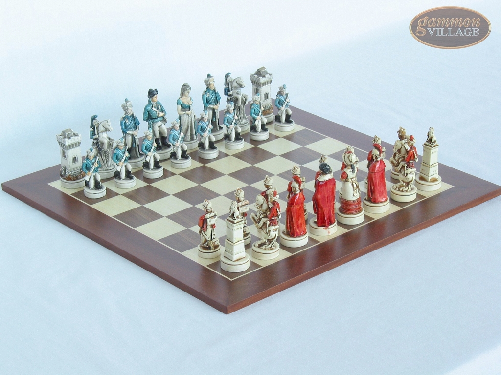 The Napoleon Chessmen with Spanish Wood Chess Board - Theme Chess Sets ...