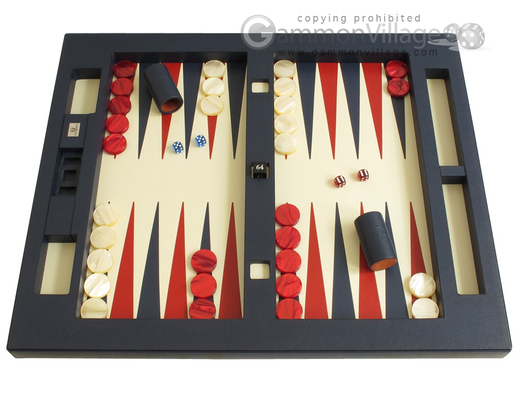 Zaza & Sacci® Leather Table Top Backgammon Set Blue Table Top